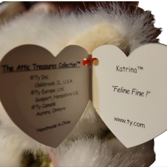 Vtg 93 Katrina Cat Beanie Babies Attic Treasures Collection 1993 Jointed Green - Picture 7 of 10